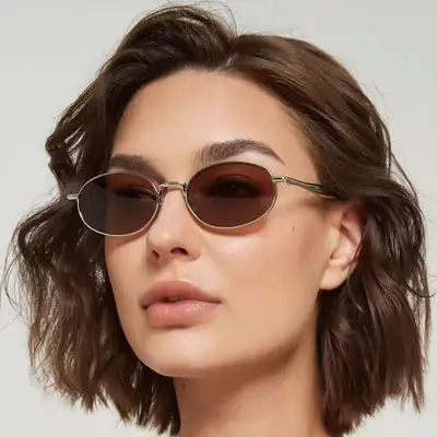 Oval Frame Luxury Sunglasses for Women Silver Dark Lens