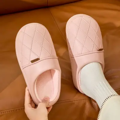 Waterproof Cotton Slippers for Women Autumn Winter Warm Non-Slip