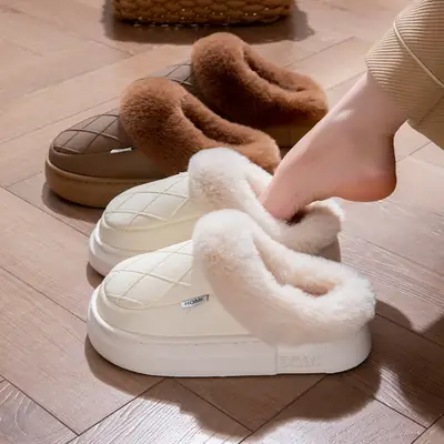 Women's Winter Thickened Warm Non-Slip Cotton Slippers 2025 New Indoor Home Odor-Resistant Plush Slippers Maternity Shoes