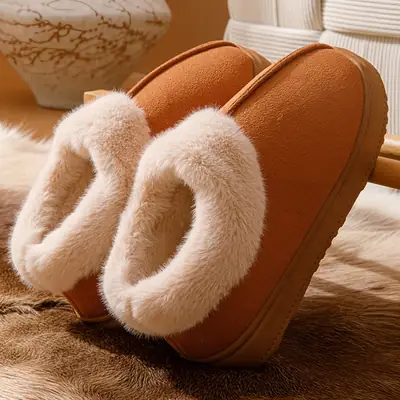 Women Winter Velvet Snow Boots with Fur Lining Brown