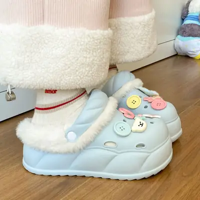 Winter Fleece Lined Anti-Slip Clogs for Women