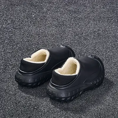 2025 Winter Cotton Slippers for Men, Warm Eva Waterproof, One-Leg Velvet Bag Heel for Women