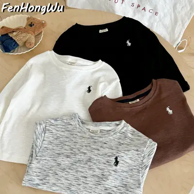 White Polo Logo Long Sleeve T-Shirt for Boys