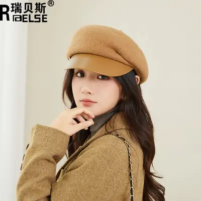 Women Wool Beret Cap European American British Versatile Warm Wool Hat