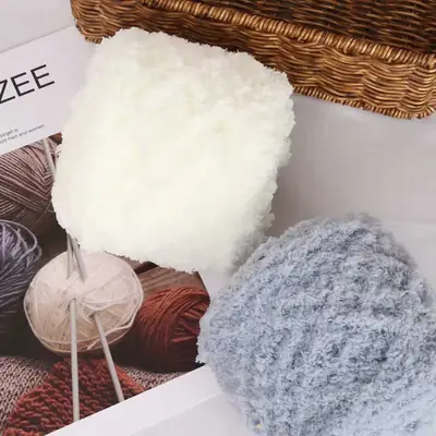 Skin-Friendly Velvet Three-Strand Coral Fleece 100g Towel Yarn Towel Thread Chenille Baby Scarf Yarn Hand-Knitted Thick Yarn Wholesale
