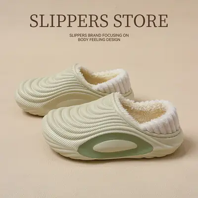 Winter Cotton Slipper for Women Men Warm Waterproof