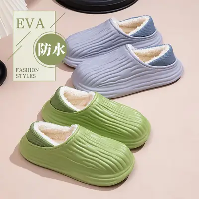 Pink Cotton Slippers for Women Autumn Winter Warm Non-Slip