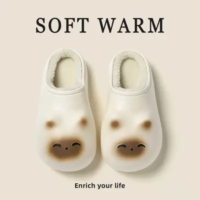Cartoon Waterproof Cotton Slippers Women Winter Warm