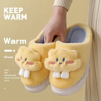 Manufacturer Wholesale Cotton Slippers for Women Winter Home Household Indoor Warm Non-Slip Thick-Soled Couple Wool Slippers for Men Autumn and Winter