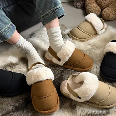 Women's Warm Toe-Toe Furry Slippers Brown