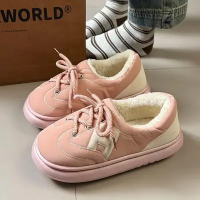 Women Suede Cotton Warm Slippers Winter Autumn