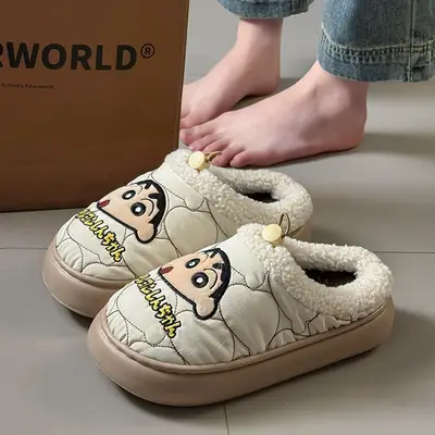 Cute Crayon Winter Cotton Slippers for Men Women