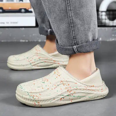 Fleece Lined Slip-On Clogs for Men Winter Starry Cotton