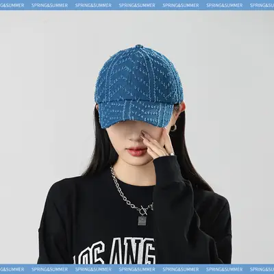 Japanese Retro Wash Denim Duckbill Cap Light Blue Unisex