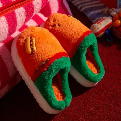 Funny Cartoon Cotton Slippers 2025 New Cute Home Autumn and Winter Thick-Soled Anti-Slip Stuffed Home Cotton Shoes Women's Style