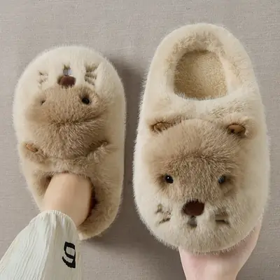 Cute Cartoon Winter Slippers for Women Warm Cotton