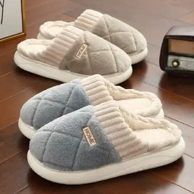 Men's Winter Wool Slippers Pink Warm Non-Slip