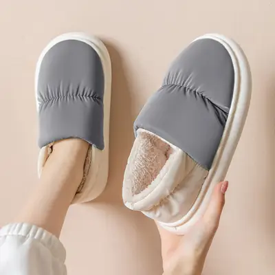 Women Winter Antibacterial Cotton Slippers White
