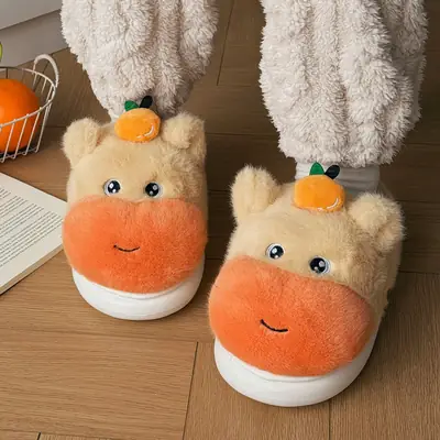 Cute Pink Furry Slippers for Women Winter Warm Indoor