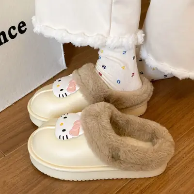 New Warm Eva Flats for Women Winter Velvet Cotton