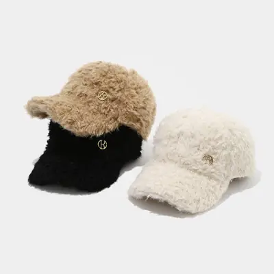 Black Furry Duckbill Cap for Men Winter Outdoor