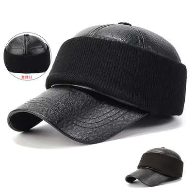 Men's Black Baseball Cap 56-60cm Full Seal Cold Proof