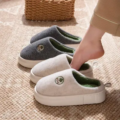 Women's Autumn and Winter 2025 New Style Indoor Home Thick-Soled Warm Plus Plush Slippers for Men