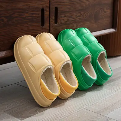 Winter Warm Slipper for Men Women Black Thick Soled