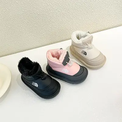 Baby Cotton Shoes with Fleece Lining, Thickened for Warmth, Versatile and Comfortable, Suitable for Winter, Short Boots for Girls and Boys Aged 1 to 3, Toddler Walking Shoes