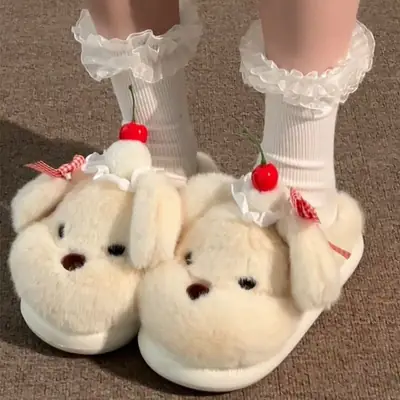 Butter Bear Cotton Slippers Women Winter Warm Non-Slip