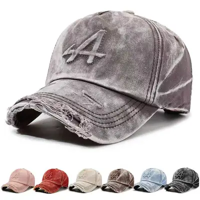 Unisex Distressed Soft Cap with 3D Embroidery Brown
