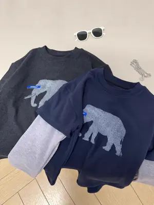 Boys Long Sleeve T-Shirt Navy Elephant Design Winter 2026