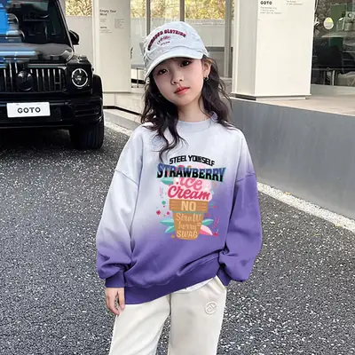 Baby Velvet Gradient Sweatshirt Set for Girls
