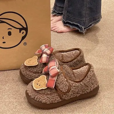 Women's Warm Snow Boots with Sweet Bow Design