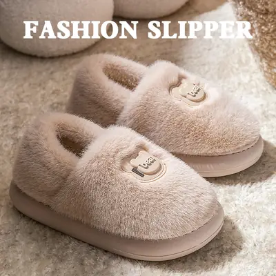 Women Woolen Slippers Winter Warm Anti-Slip