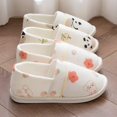 Thin Postpartum Shoes for Summer, Non-Slip Soft Sole for Home Use, Closed-Toe Soft Sole Women's Spring and Autumn Slip-On Cotton Slippers