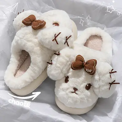 Women Cartoon Plush Cotton Slippers Winter Warm Autumn