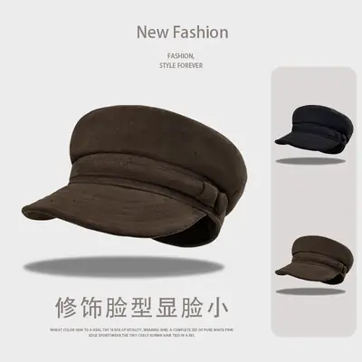 Black Retro Octagonal Beret for Women
