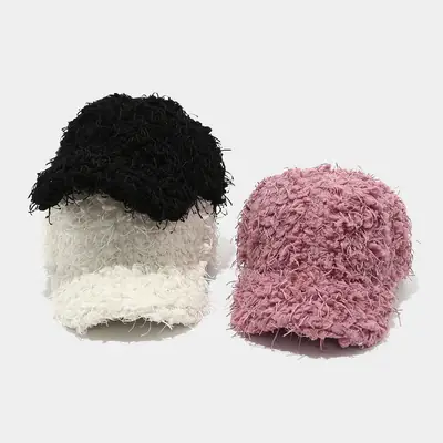 New Plush Baseball Caps for Women Black Pink Winter Warm