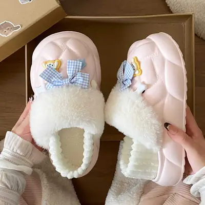 Warm Cartoon Slippers for Women Lightweight Durable Eva Cotton
