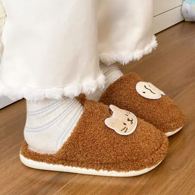 Winter Soft Cotton Heart Slippers for Women