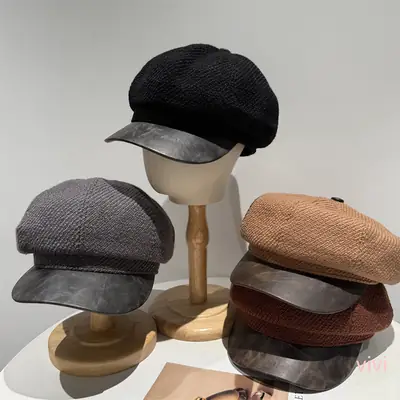 Japanese Retro Duckbill Hat for Women Brown