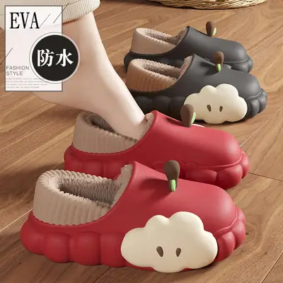Cute Cartoon Slippers for Women Warm Fleece Lined