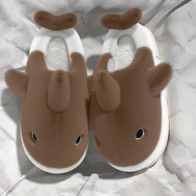 Big Shark Cotton Slippers Winter 2025 New Thick-Soled Non-Slip Wear-Resistant Warm Indoor Home Cotton Slippers Wholesale