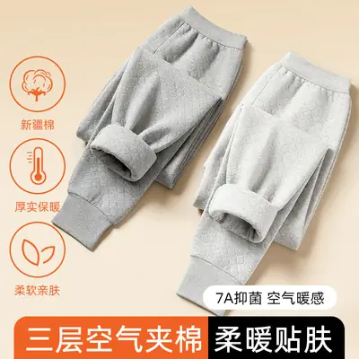 100% Pure Cotton Thermal Pants, Cotton Three-Layer Thickened Autumn and Winter Quilted Leggings, Loose Plus-Size Middle-Aged Women's Cotton Thermal Pants