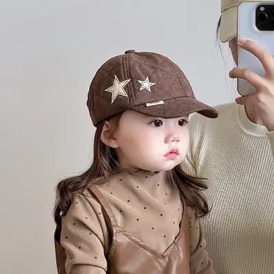 White Star Embroidered Baseball Cap for Boys Girls