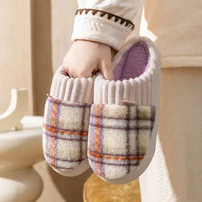 Winter Plush Slippers for Men Women Warm Non-Slip