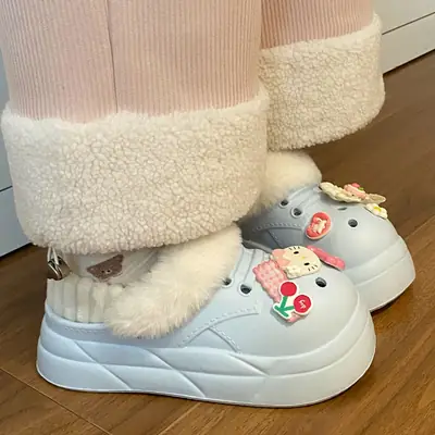 Autumn Winter Cat Heart Warm Toe Cap Shoes
