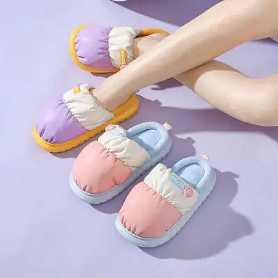Pu Waterproof Cotton Slippers for Autumn and Winter for Men and Women, Couples at Home, Fleece-Lined, Warm, Comfortable, Non-Slip Confinement Shoes, New Winter Style