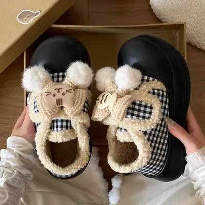 Women's Warm Plaid Thick-Soled Winter Shoes